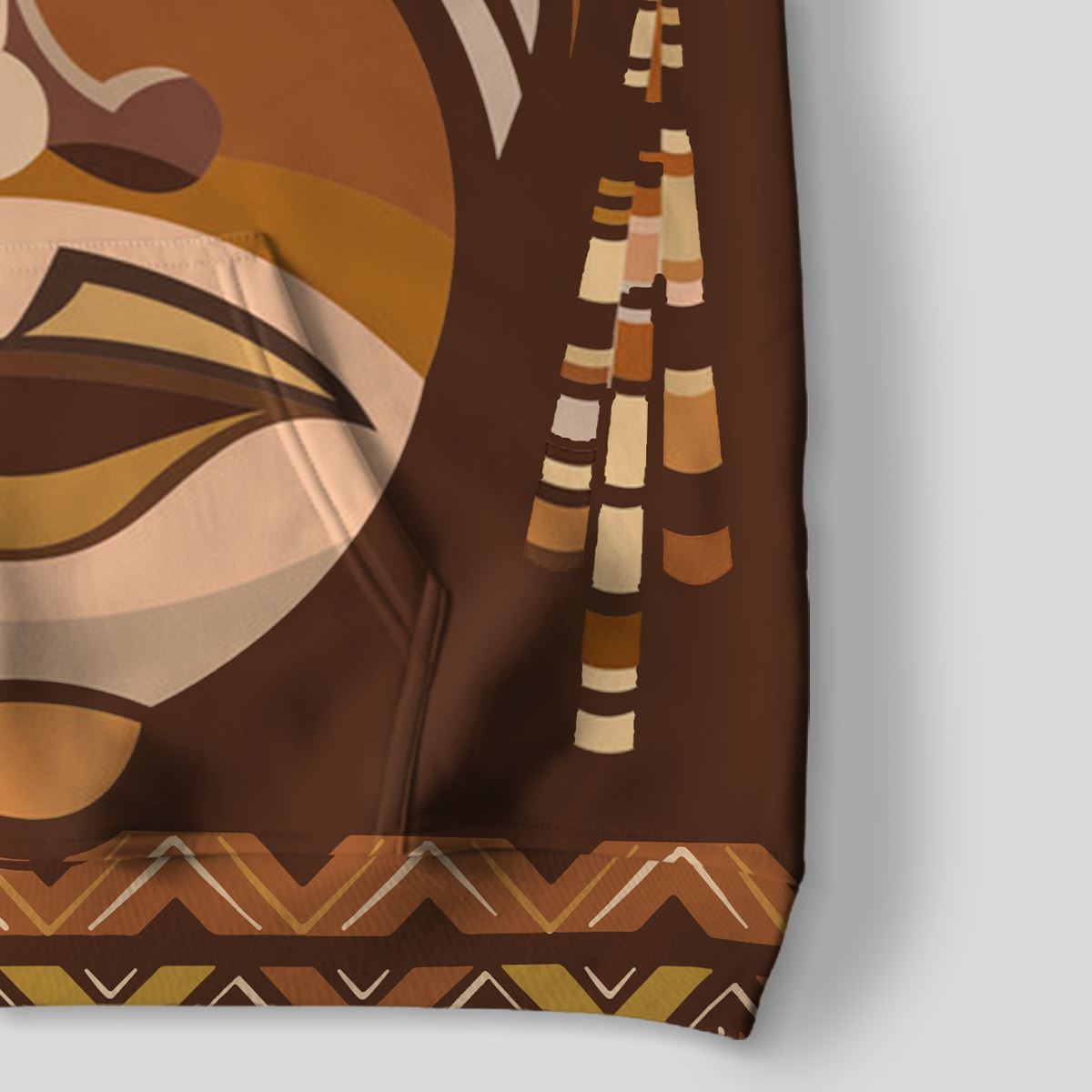 African Mask Printed Mudcloth All-over Hoodie