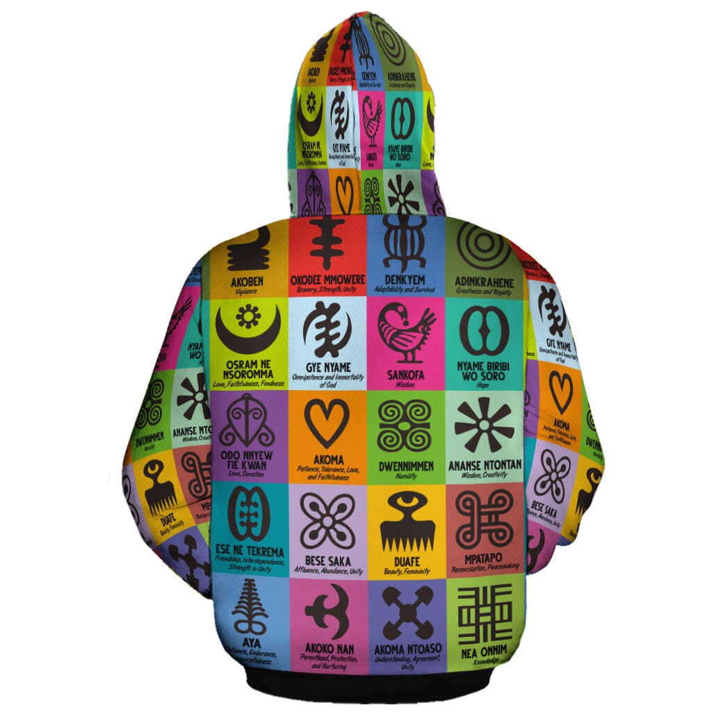 Multi Color Adinkra Symbols All-over Hoodie