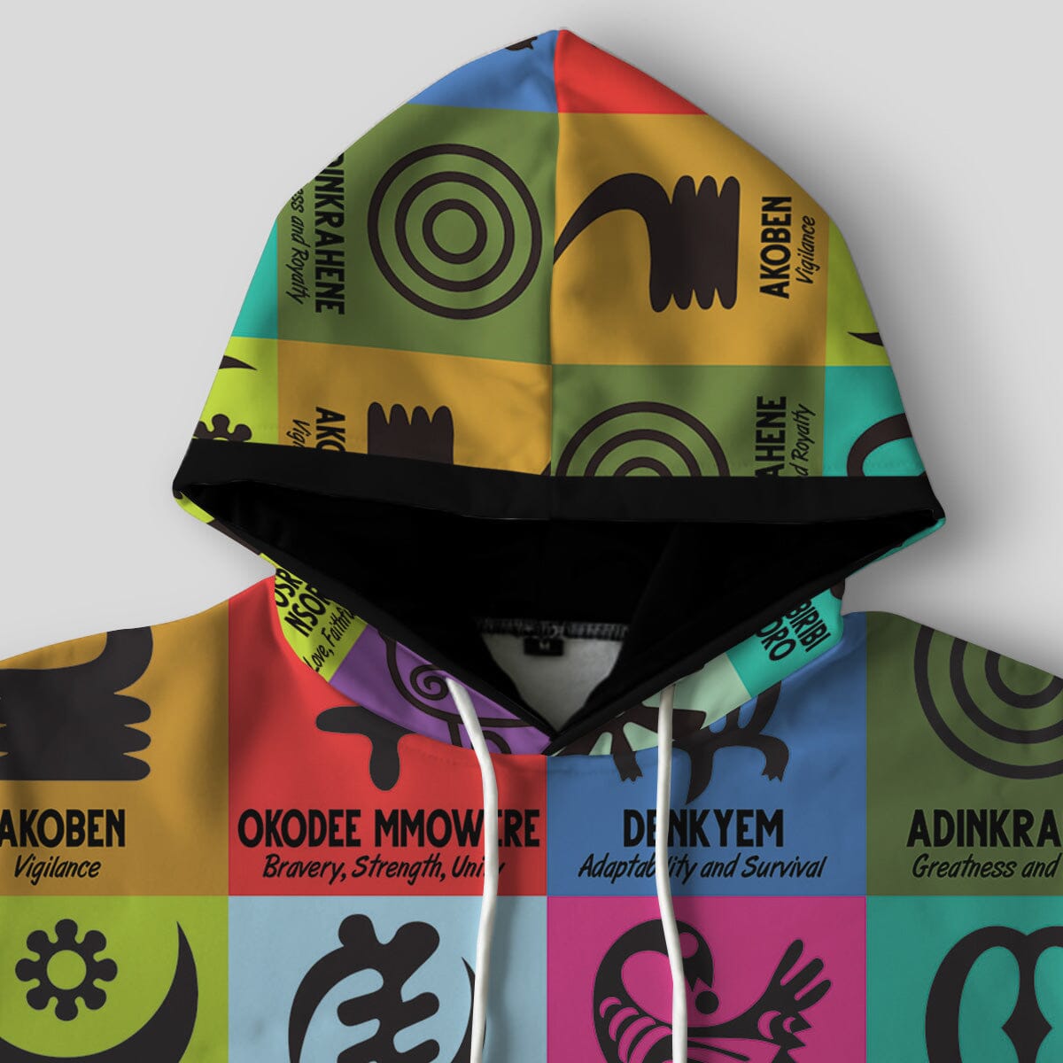 Multi Color Adinkra Symbols All-over Hoodie