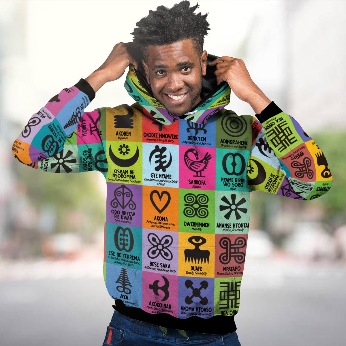 Multi Color Adinkra Symbols All-over Hoodie