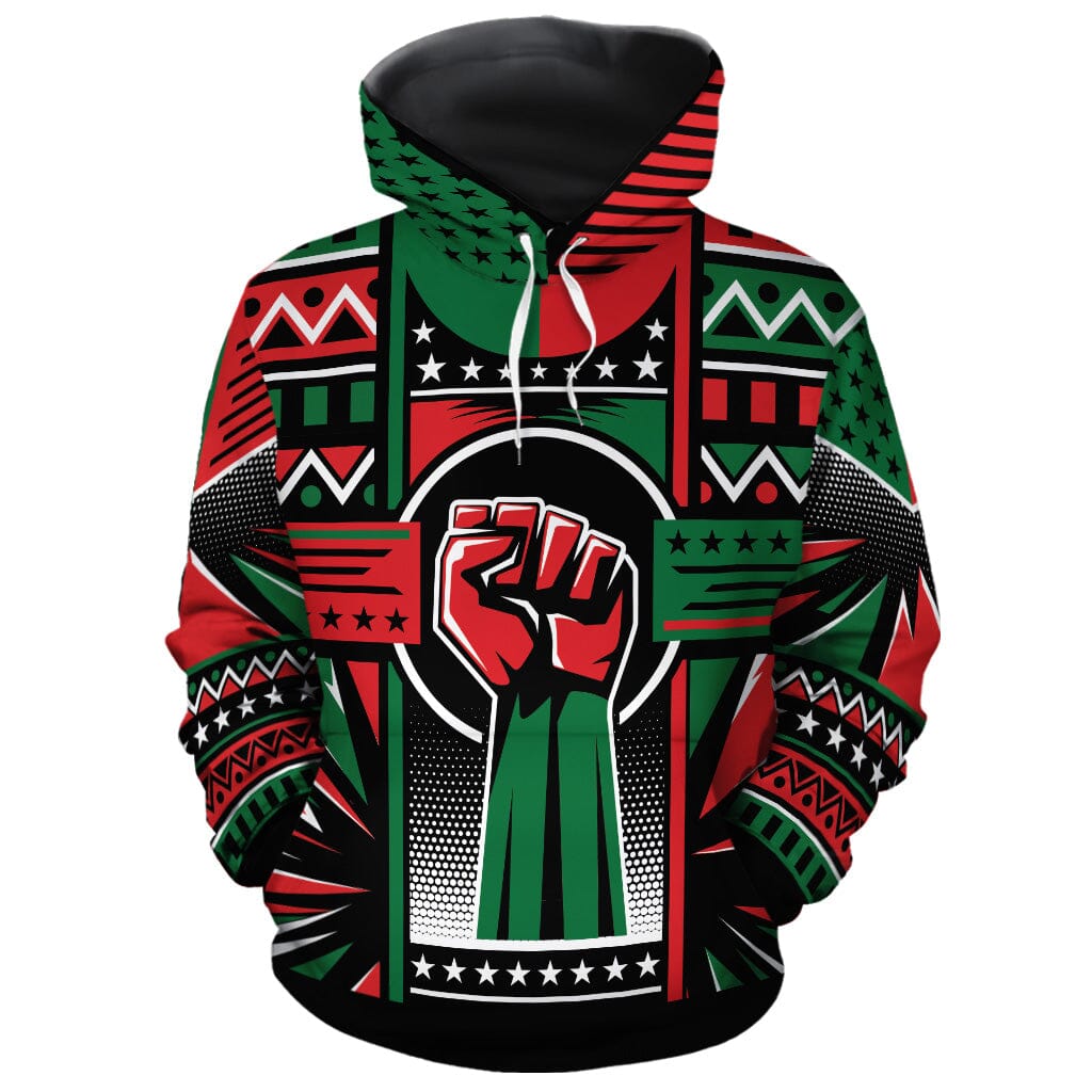 Power Fist And Patterns In Pan African Colors All-over Hoodie