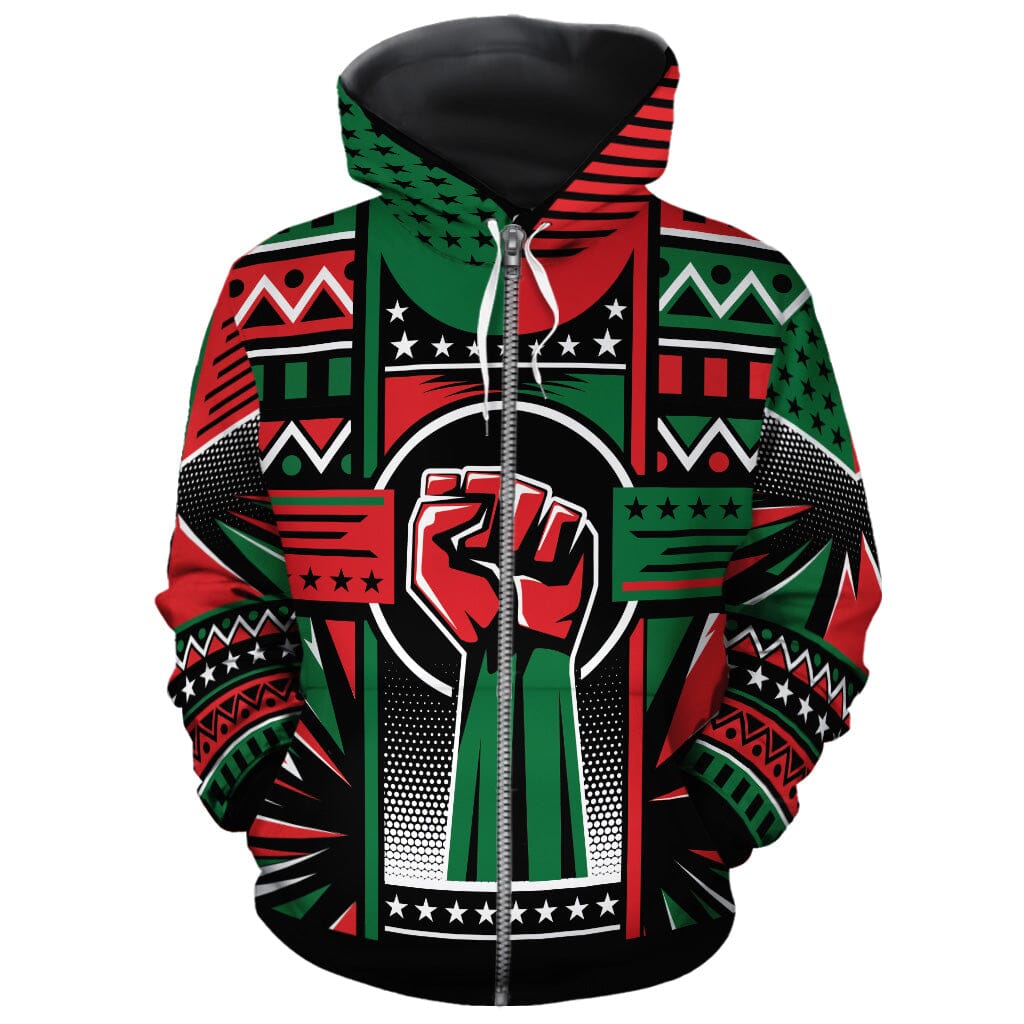 Power Fist And Patterns In Pan African Colors All-over Hoodie