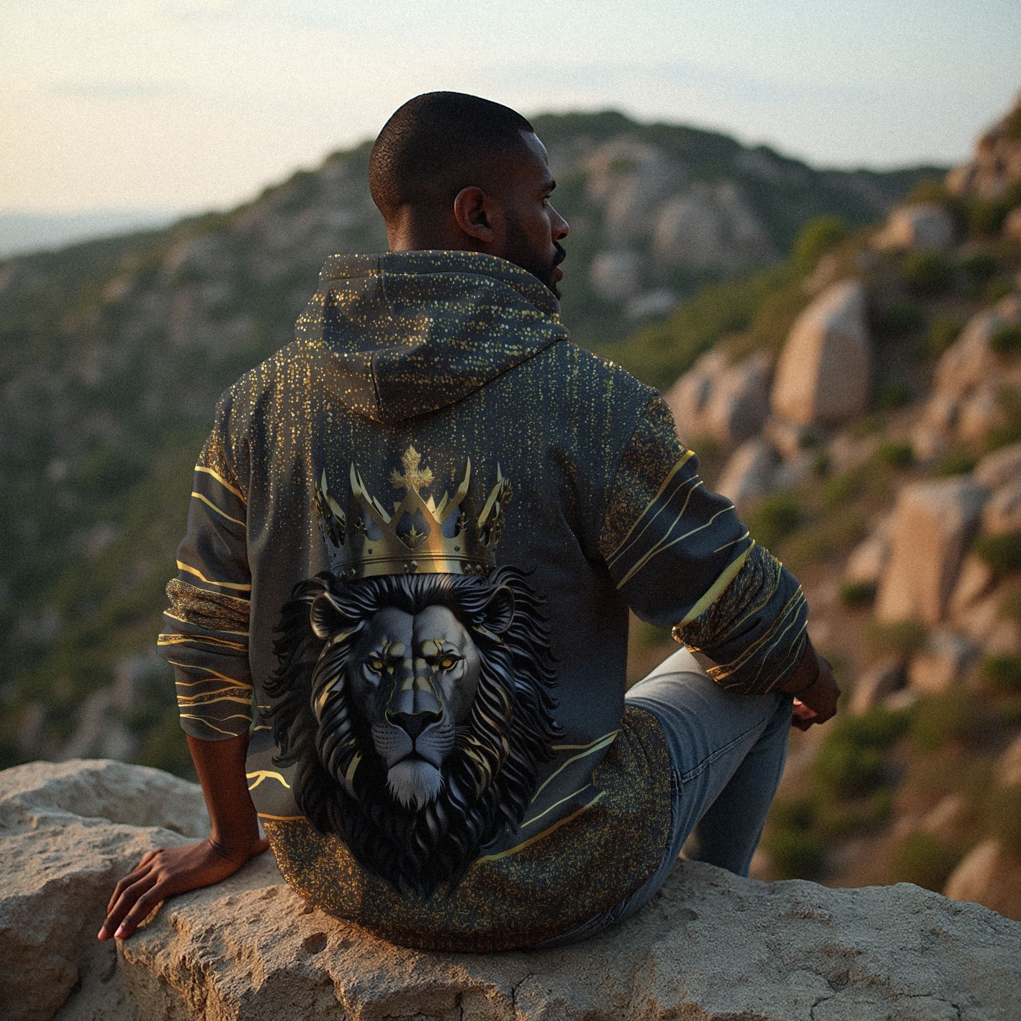 Black and Gold Lion All-over Hoodie