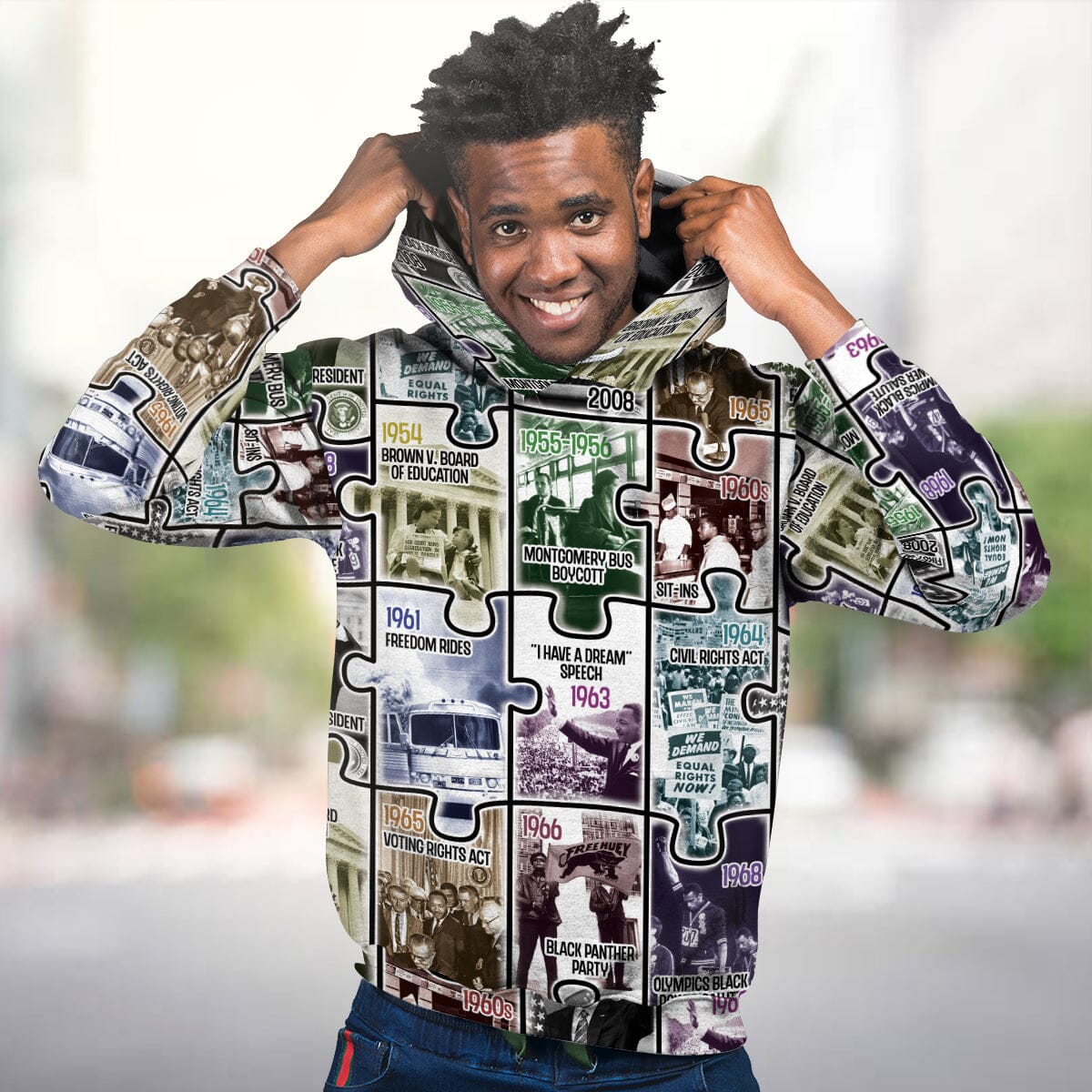 The Civil Rights Journey in Puzzle All-over Hoodie