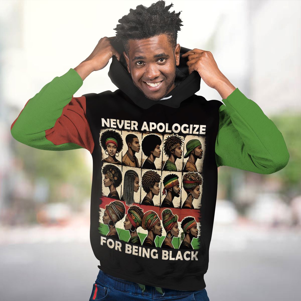 Never Apologize for Being Proudly Black All-over Hoodie