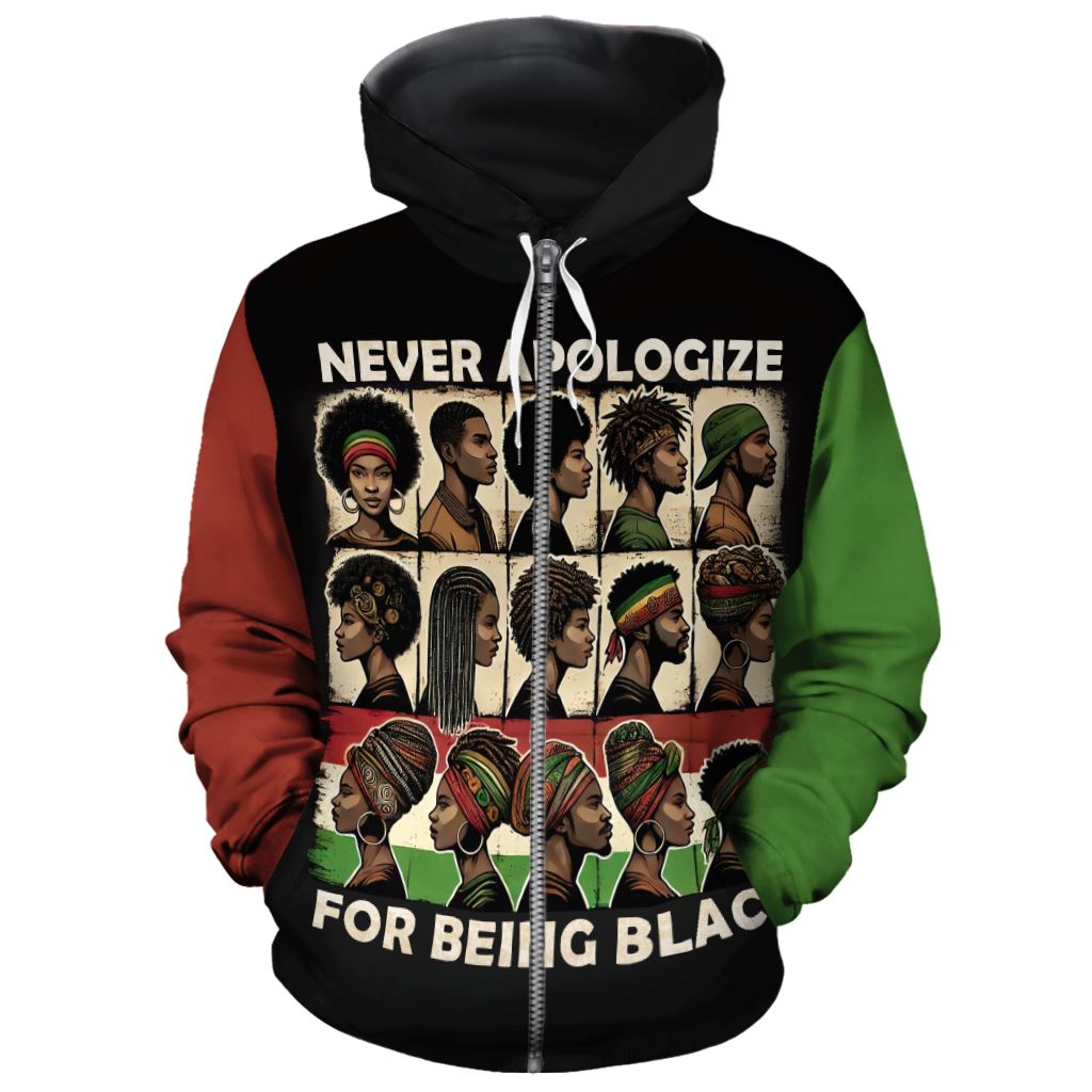 Never Apologize for Being Proudly Black All-over Hoodie